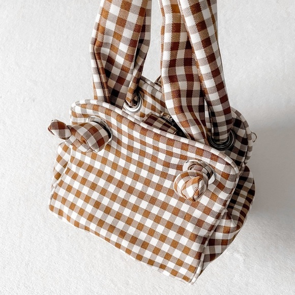 Topshop Brown and White Checkered Mini Bag - Picture 3 of 13